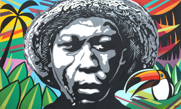 Vida no castanhal | 2019 | Grafite sobre tela | 100 cm x 60 cm  

A obra revela o ritmo silencioso da floresta e celebra a conexão entre a terra, as árvores centenárias e aqueles que delas vivem, retratando a abundância, a resistência e a memória que florescem sob as copas das castanheiras. "Vida no Castanhal" é um convite para contemplar a harmonia entre natureza e cultura, onde cada fruto, cada raiz e cada caminho contam histórias de pertencimento e continuidade. A obra também traduz os encontros entre o ser humano e a natureza, onde as castanheiras guardam memórias, alimentam gerações e sustentam sonhos. "Vida no Castanhal" é um canto visual à força serena da floresta e ao elo profundo que une seus povos ao território.
